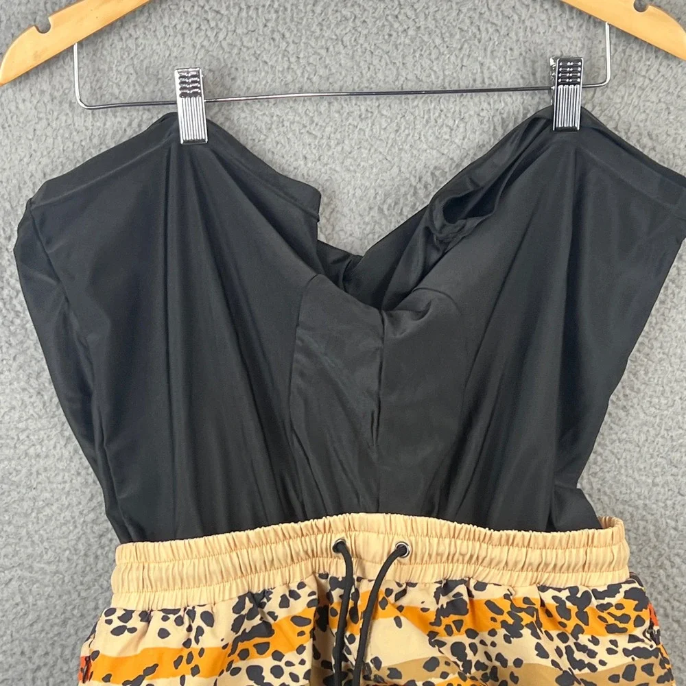 Slunks Mens Board Shorts Animal Print Striped Swim Trunks Orange Black Size M